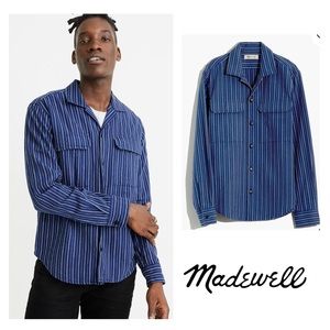 Madewell Easy Camp Shirt in Textured Stripe | L